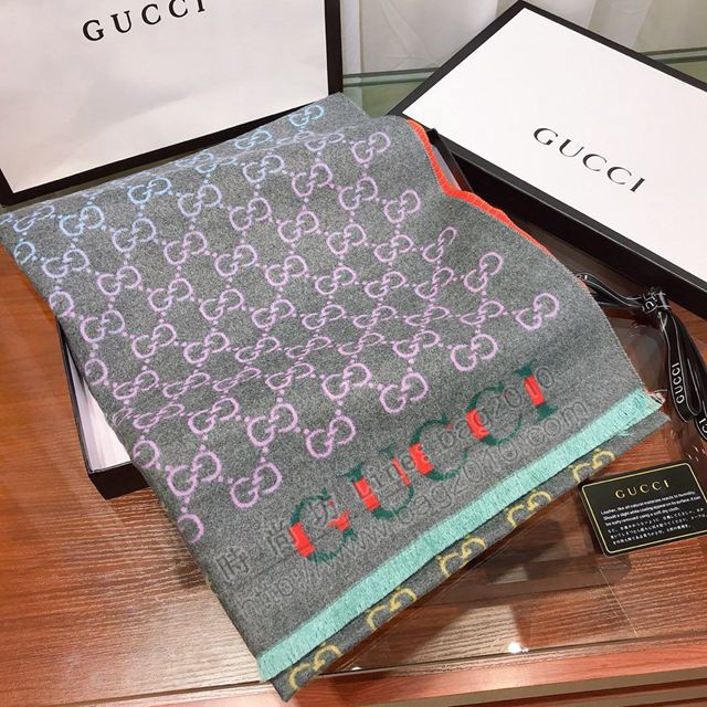 GUCCI圍巾 2019年度最新力作 漸變色彩 加厚款 古馳羊絨混紡女士長圍巾  llwj6613